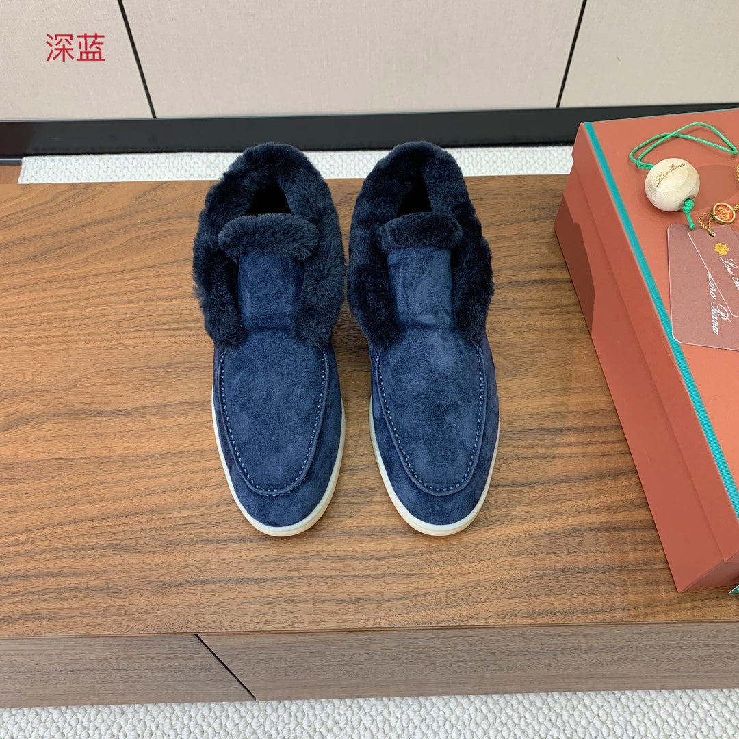 LP Open Walk Ankle Boot In Navy Blue Suede With Wool Fleece Lining  984275