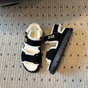 CD Dioract Sandal 40mm Black Suede And Fleece Lining