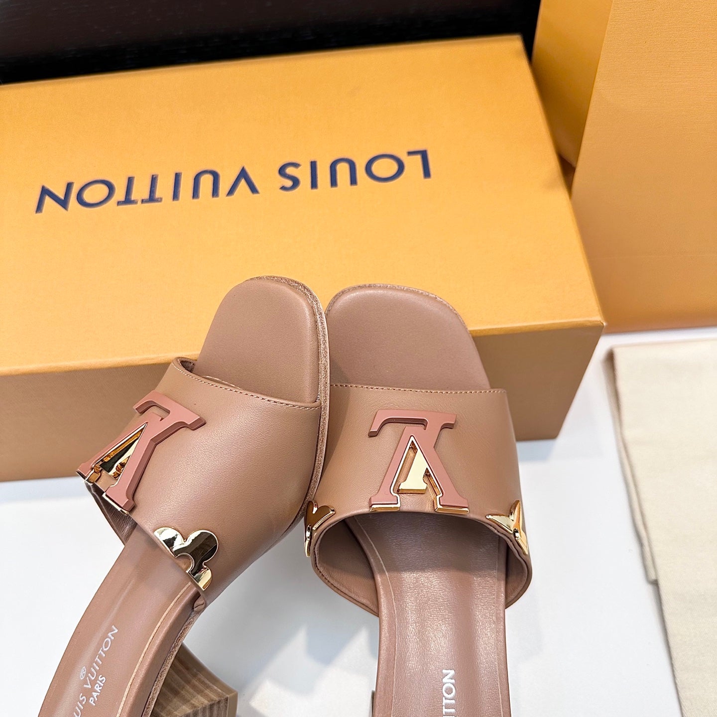LV 26s High Heels 65 Sandals Light Brown Calfskin 622396