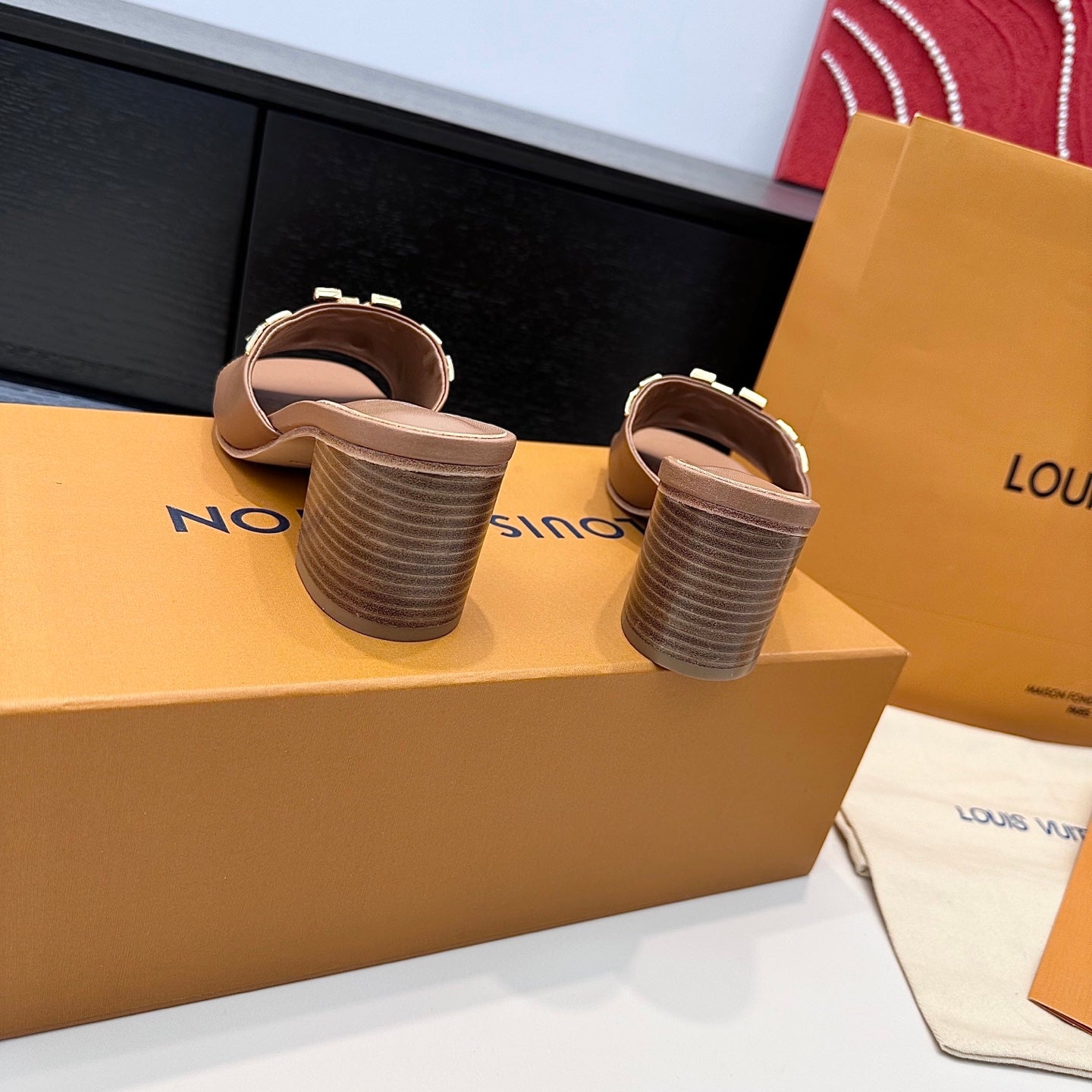 LV 26s High Heels 65 Sandals Light Brown Calfskin 622396