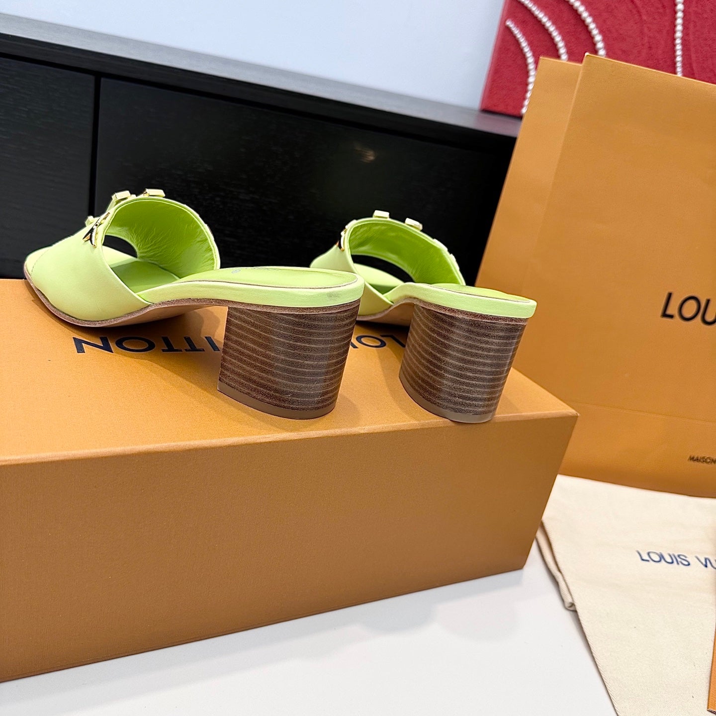 LV 26s High Heels 65 Sandals Light Mint Green Calfskin 622406