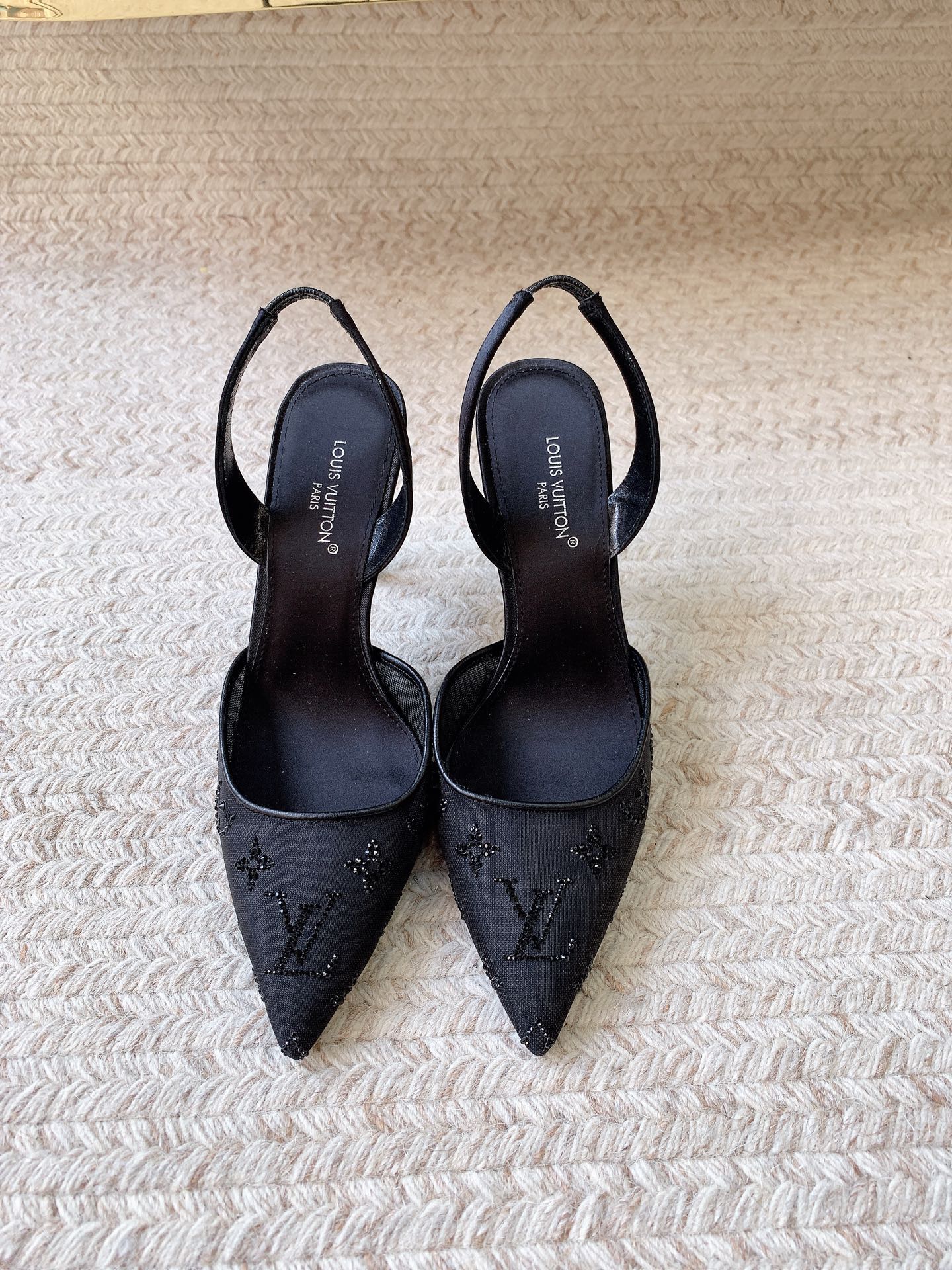 LV 26ss Slingback Black Mesh Leather 669996
