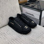 CC Sneaker Black Fringe Denim Fabric