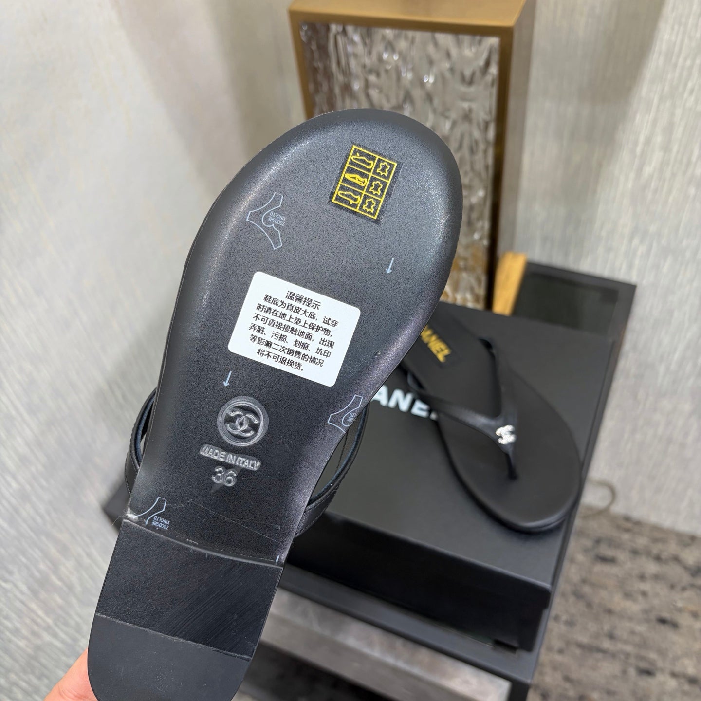 Chanel 2026 Classic CC Logo Flip Flops Black Sheepskin 826169