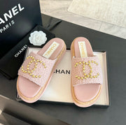CC 25C Slippers Pink Satin Fabric 212977