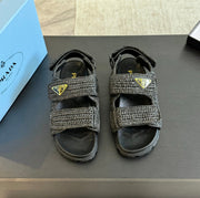 PRA CROCHET SANDALS BLACK CALFSKIN