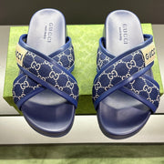 GG Men's Sandals Blue Polyester Leather 547245