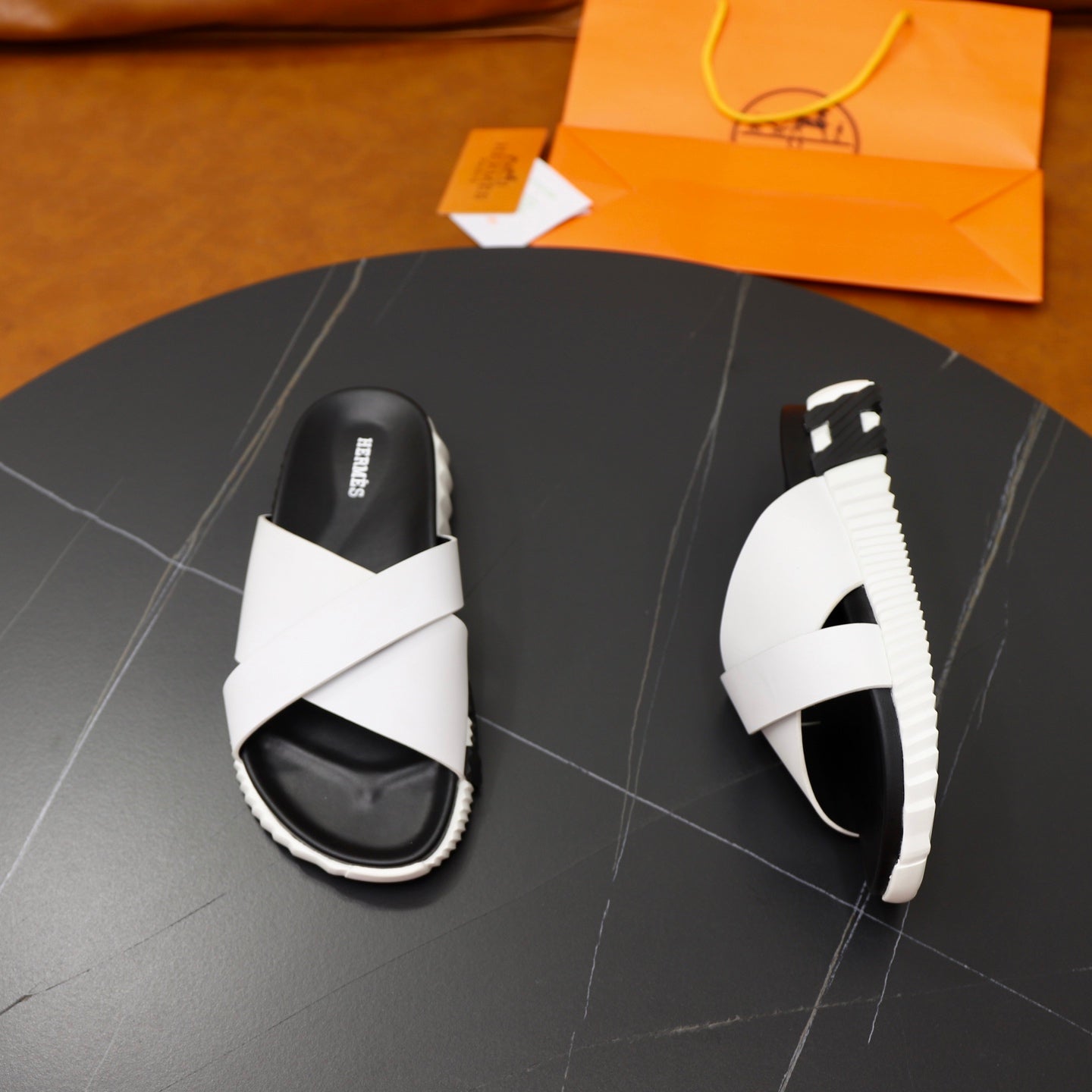 HM Men's Infra Slide White Calfskin 711689