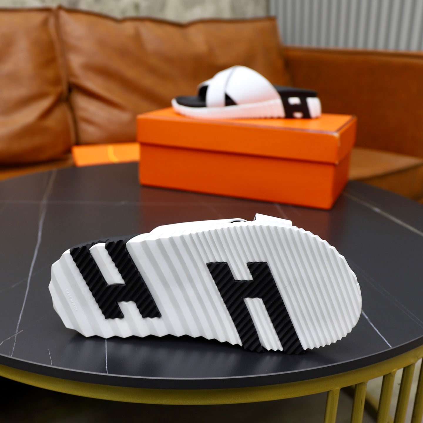 HM Men's Infra Slide White Calfskin 711689