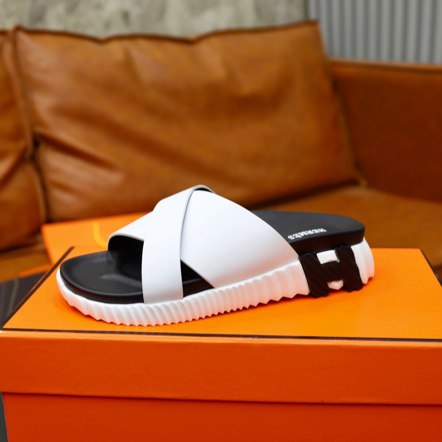 HM Men's Infra Slide White Calfskin 711689