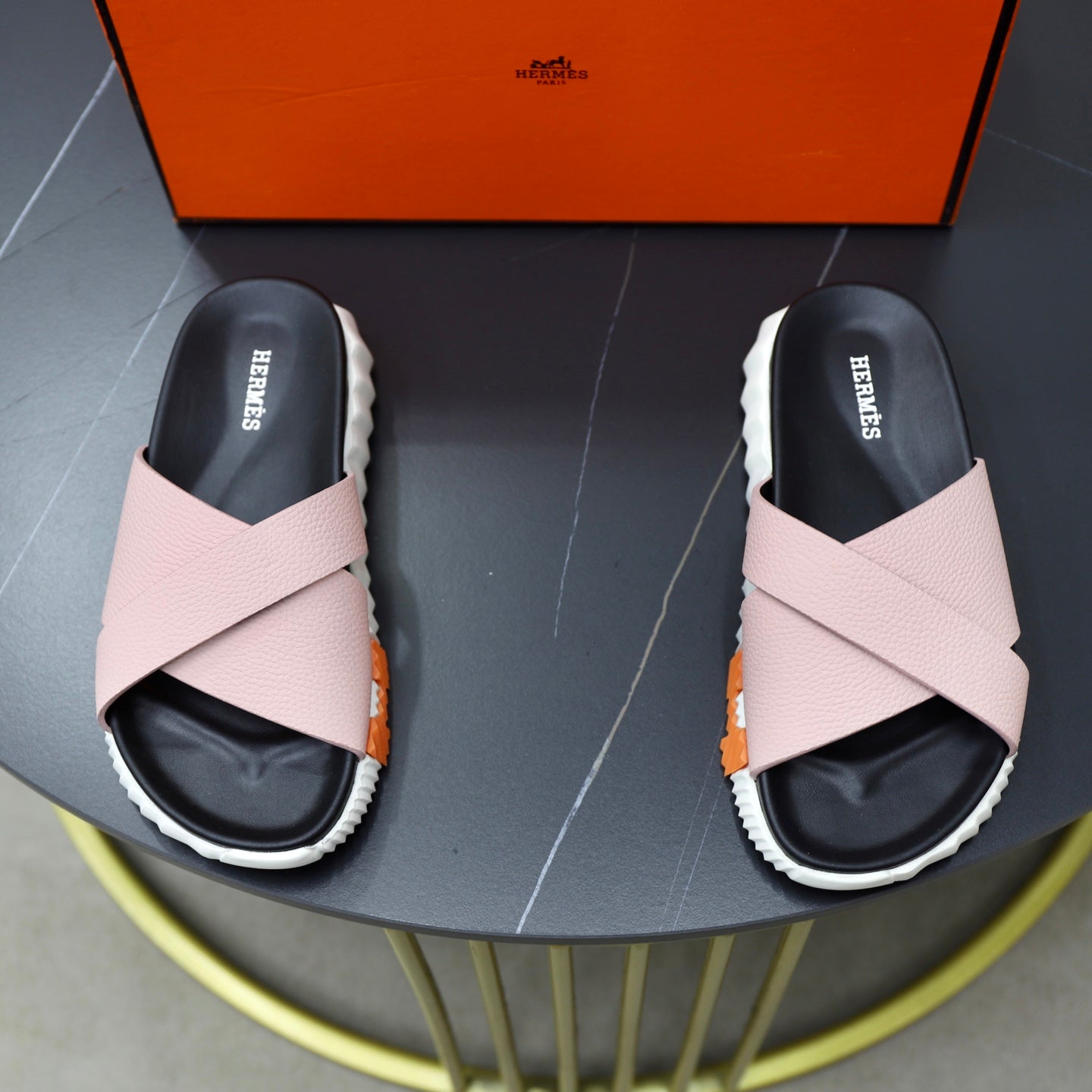 HM Men's Infra Slide Pink Calfskin 711696