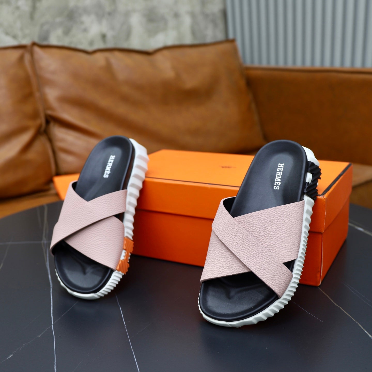 HM Men's Infra Slide Pink Calfskin 711696