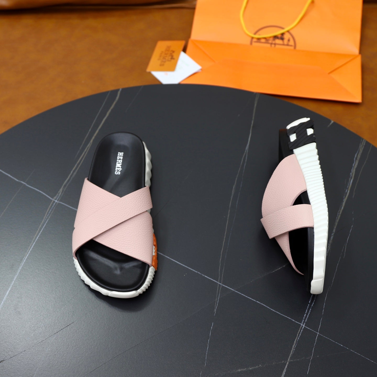 HM Men's Infra Slide Pink Calfskin 711696