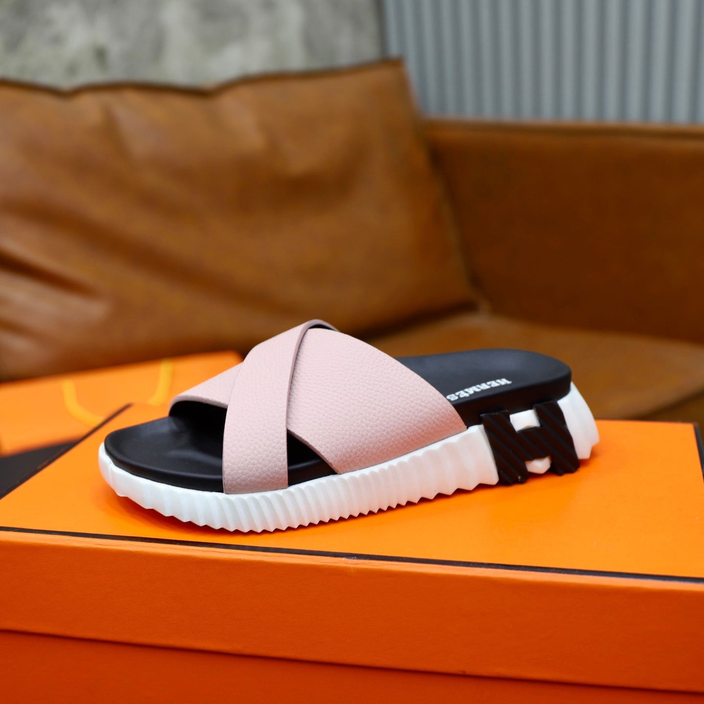 HM Men's Infra Slide Pink Calfskin 711696