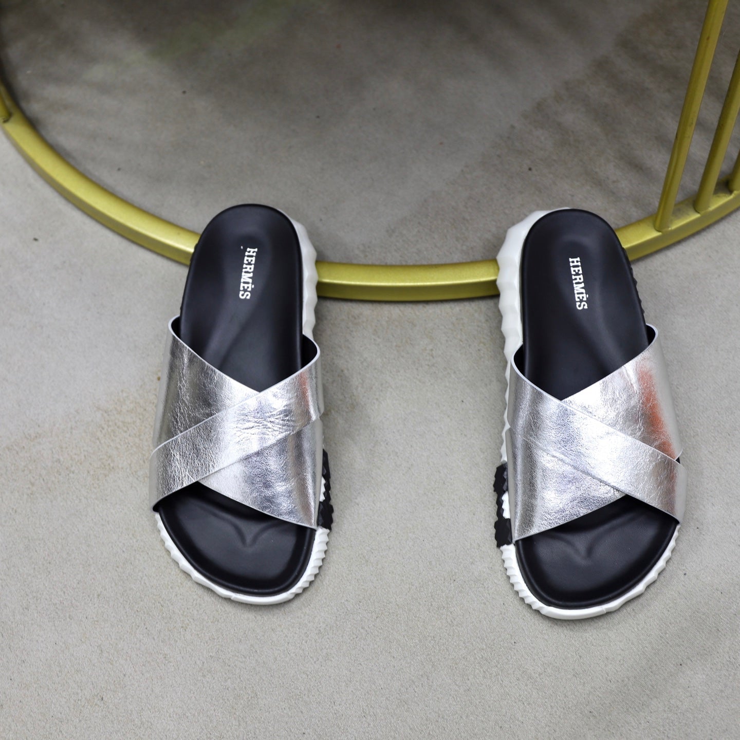 HM Men's Infra Slide Silver Calfskin 711698