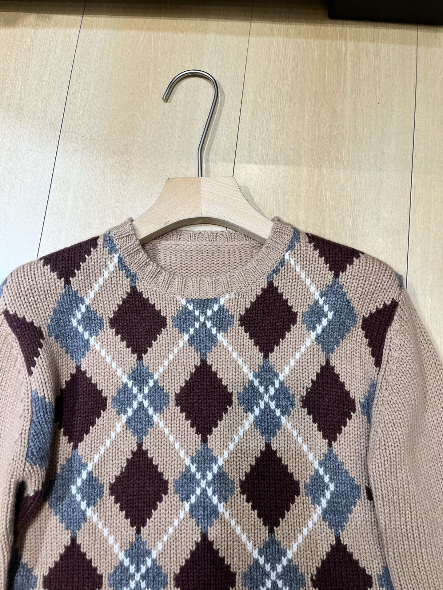 Prada 2025 Quilted Sweater Brown mix Colors Wool Cashmere
