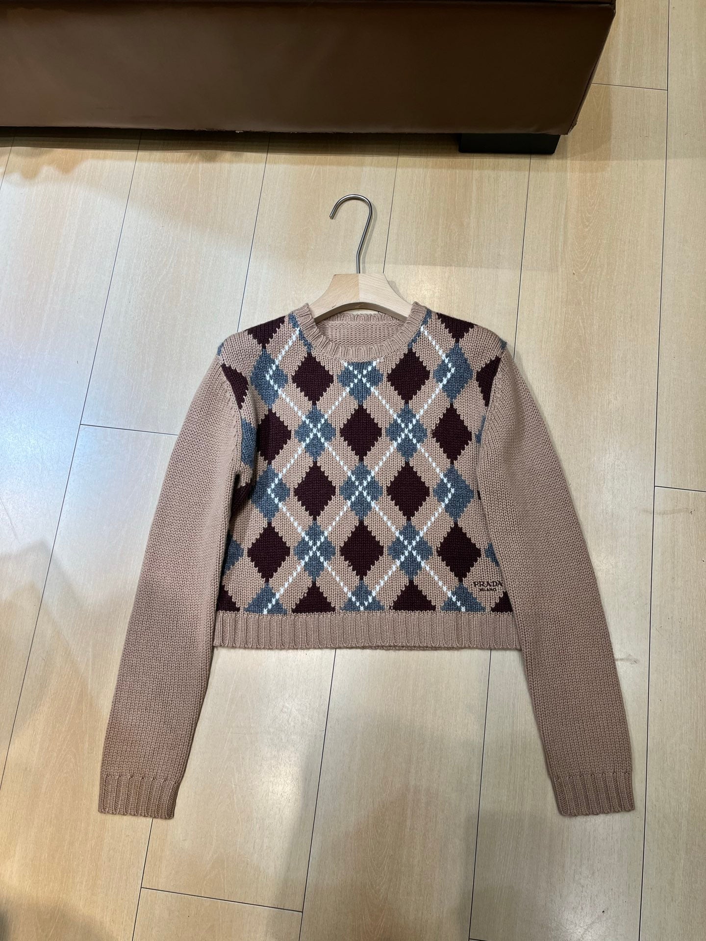 Prada 2025 Quilted Sweater Brown mix Colors Wool Cashmere