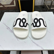 GG Men's Snake Embossed Slide White Black Rubber 540109