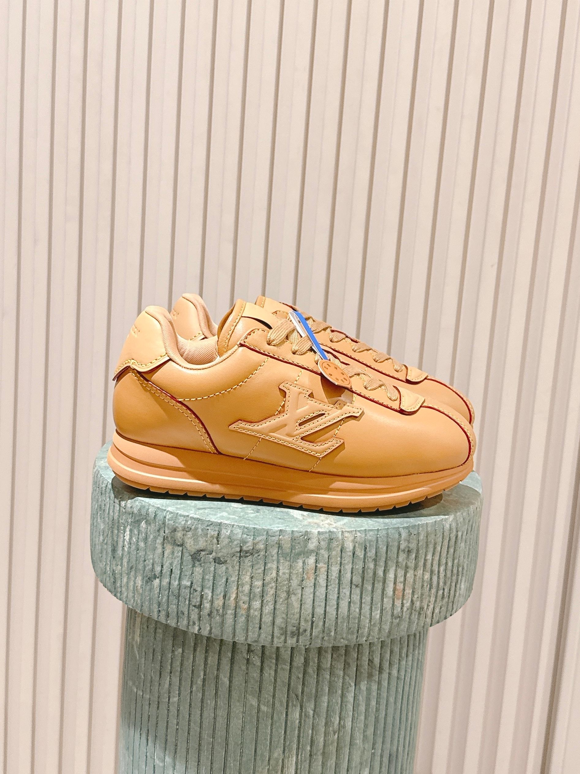 LV 25 Buttersoft Sneakers Yellow Brown Calfskin 576993