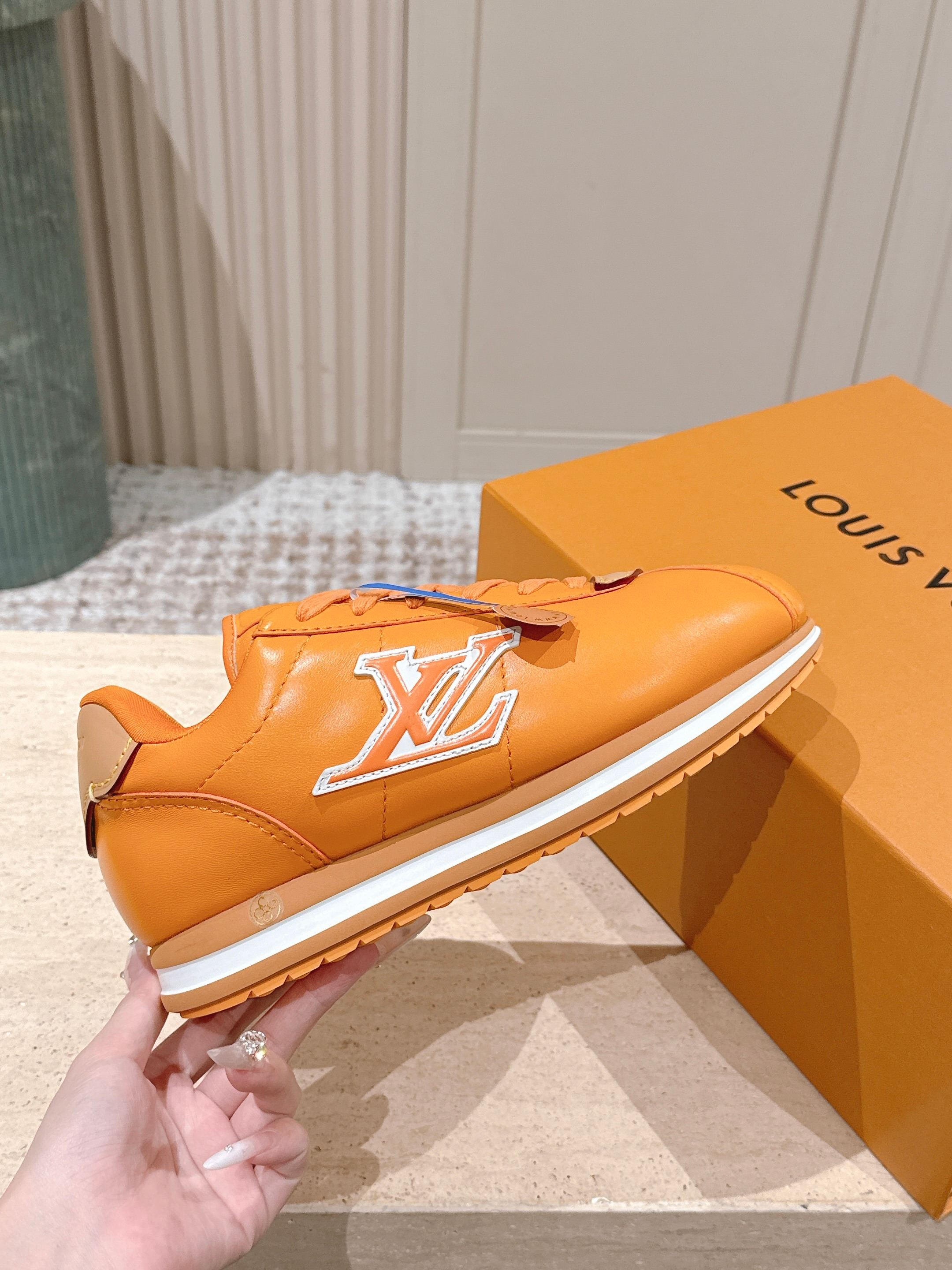 LV 25 Buttersoft Sneakers Orange Calfskin 576994