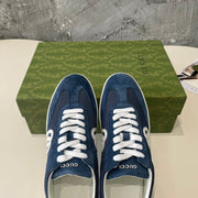 GG Low Sneaker Navy Blue Canvas Suede Calfskin