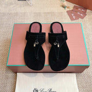 LP 25C Thong Slide Sandal Black Suede 208112