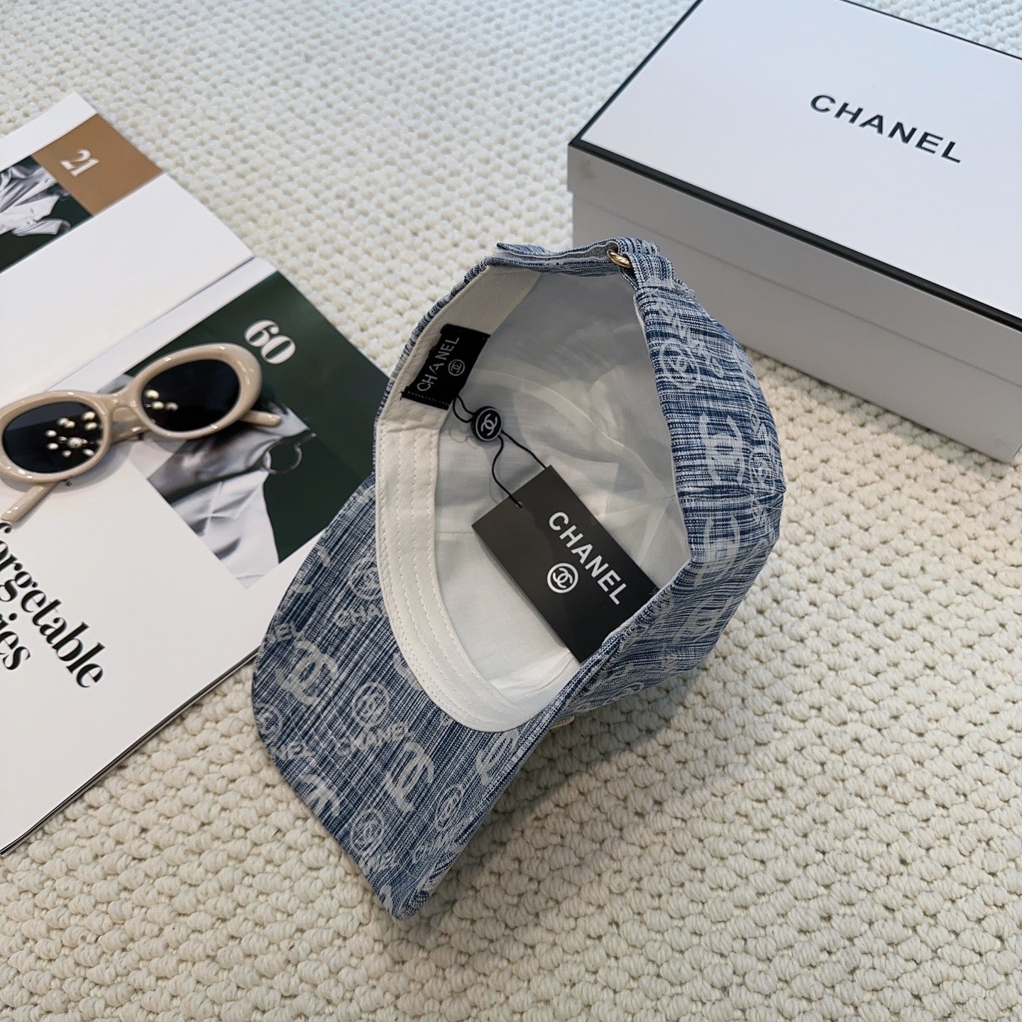 Chanel Baseball Cap With Blue Denim Pattern 297663