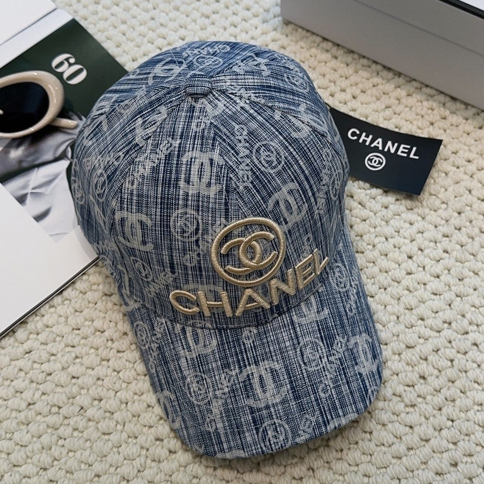 Chanel Baseball Cap With Blue Denim Pattern 297663