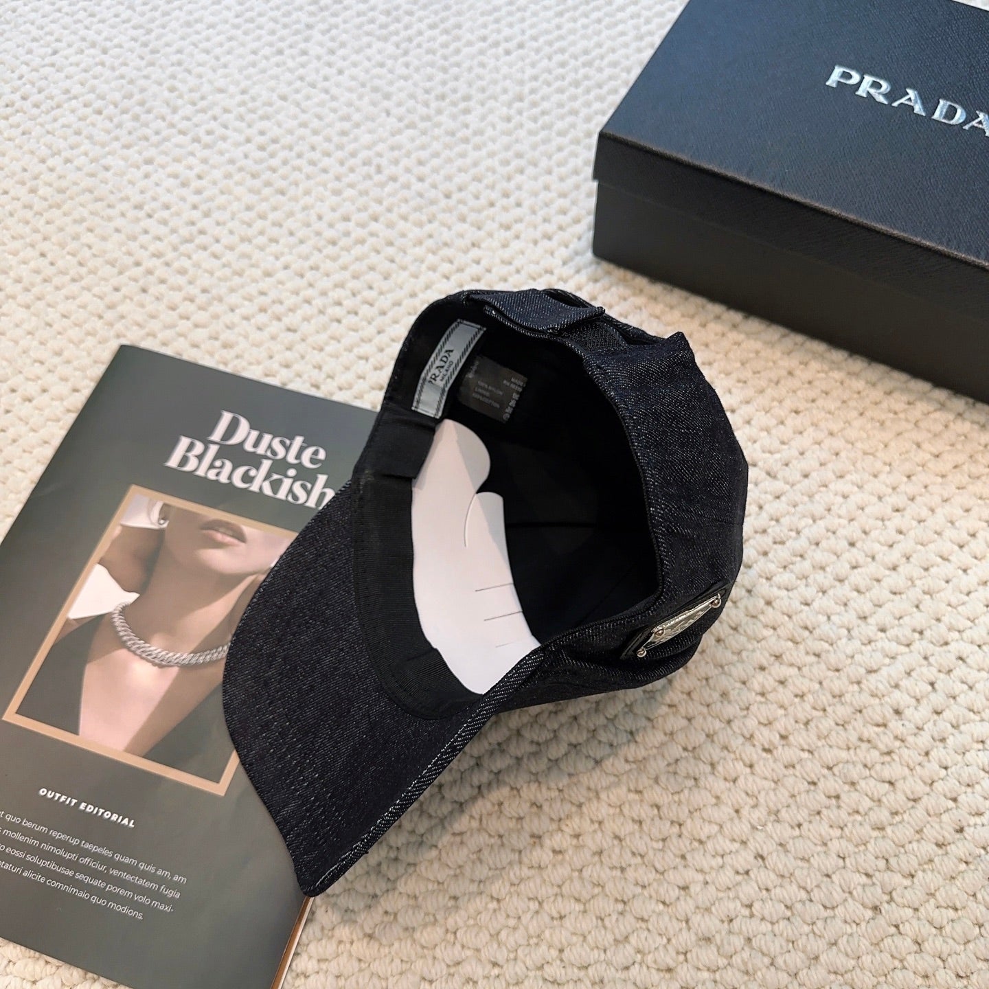 Prada Denim Triangle Baseball Cap