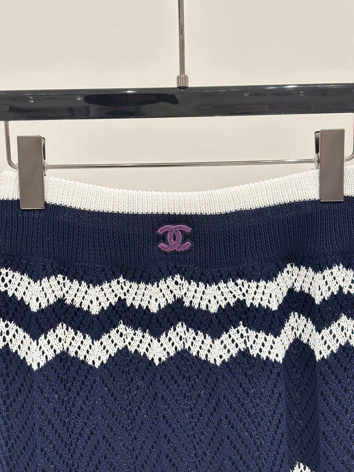 Chanel 2026 Camisole and Long Skirt Navy Blue White Wool 394716