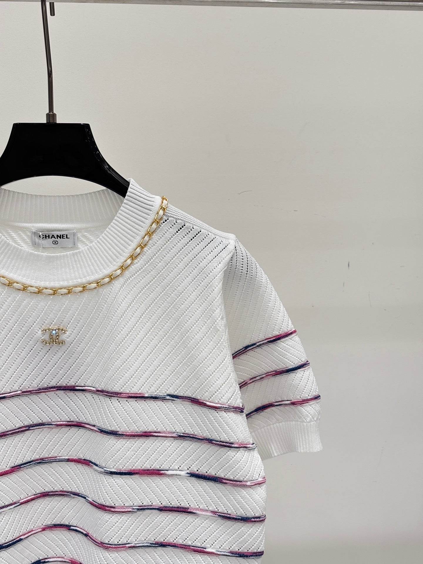 Chanel 2026 Striped Short-Sleeve T-Shirt Cotton 413806