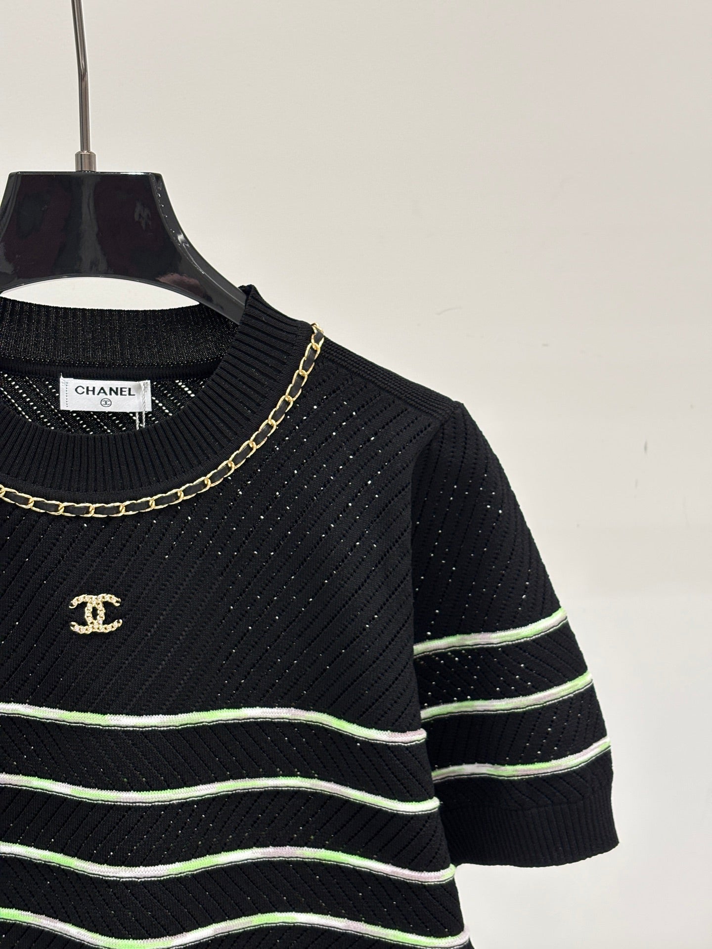 Chanel 2026 Striped Short-Sleeve T-Shirt Cotton 413806