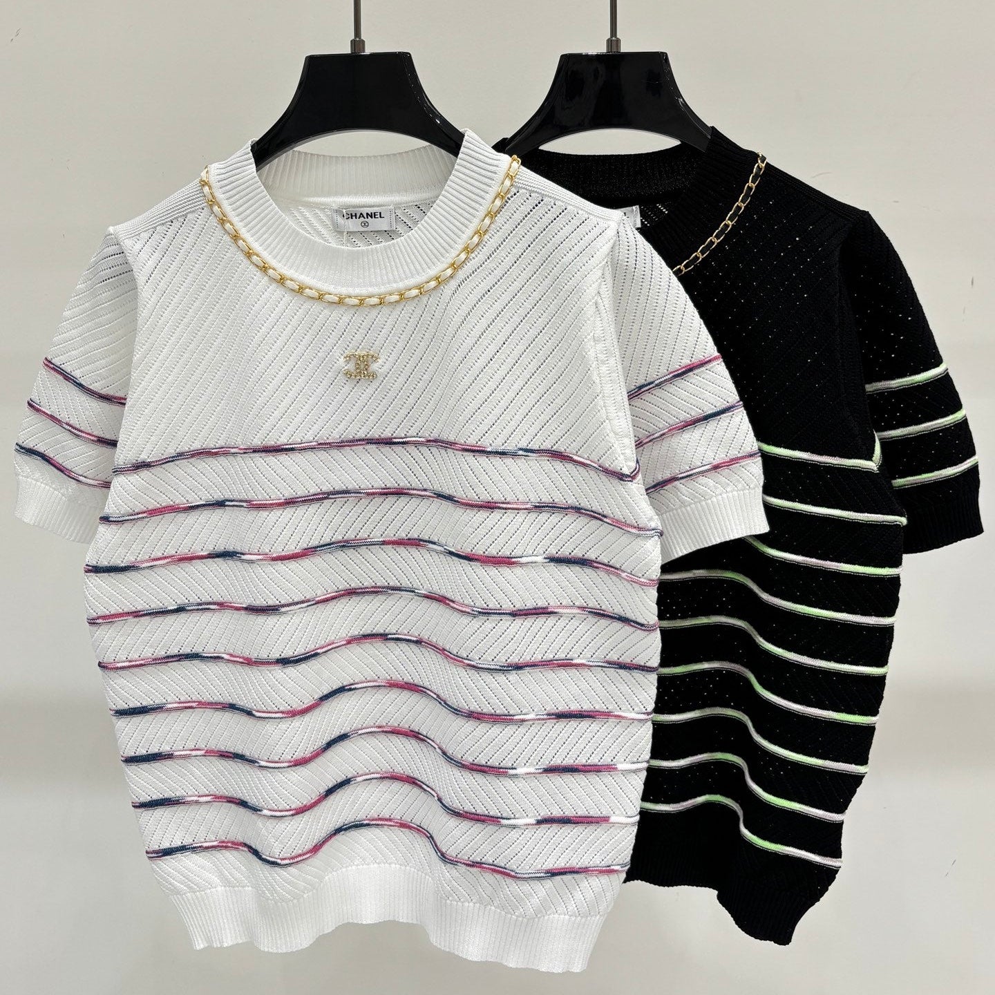 Chanel 2026 Striped Short-Sleeve T-Shirt Cotton 413806