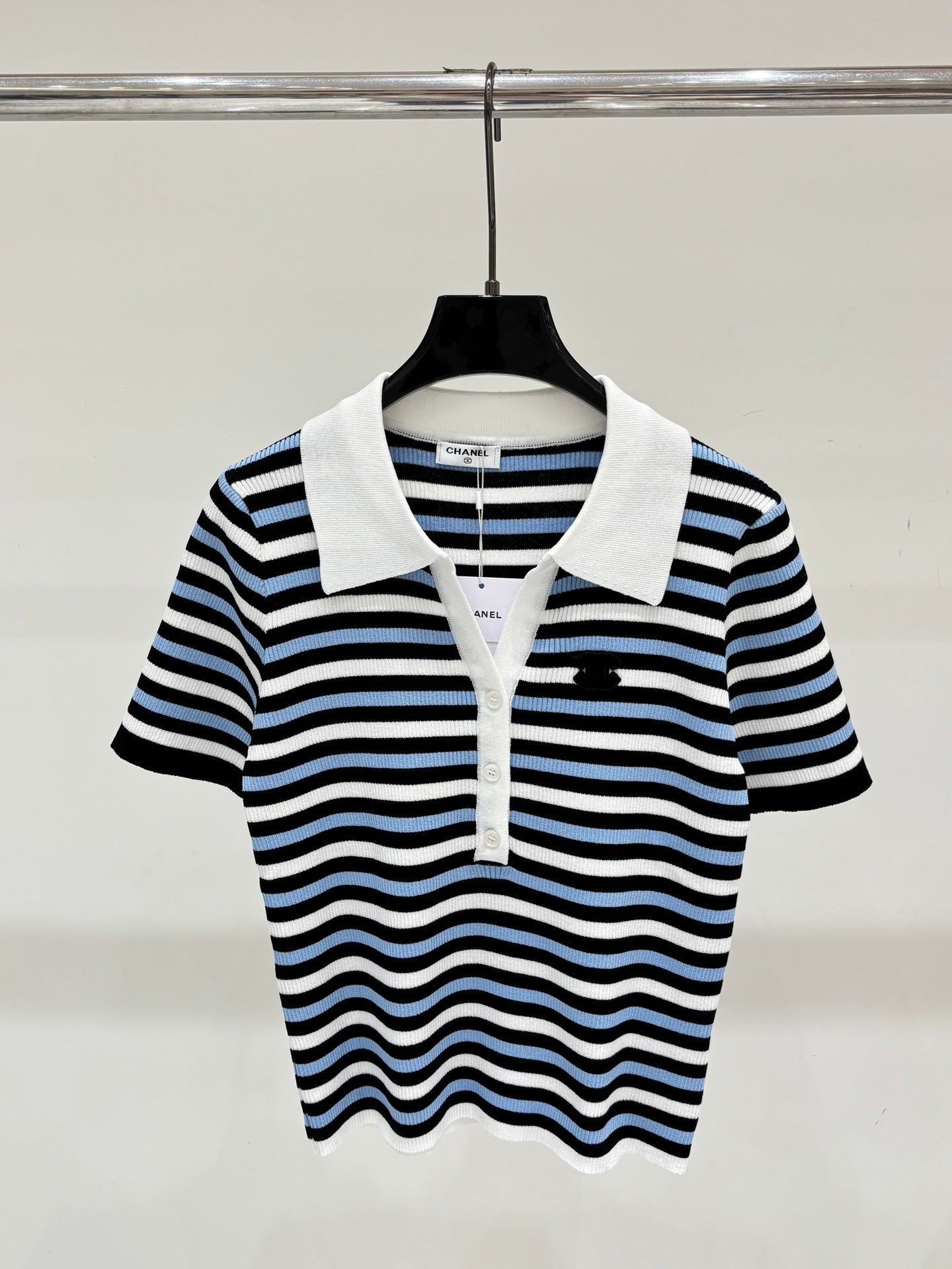 Chanel 2026 Striped Polo Shirt Cotton 413807