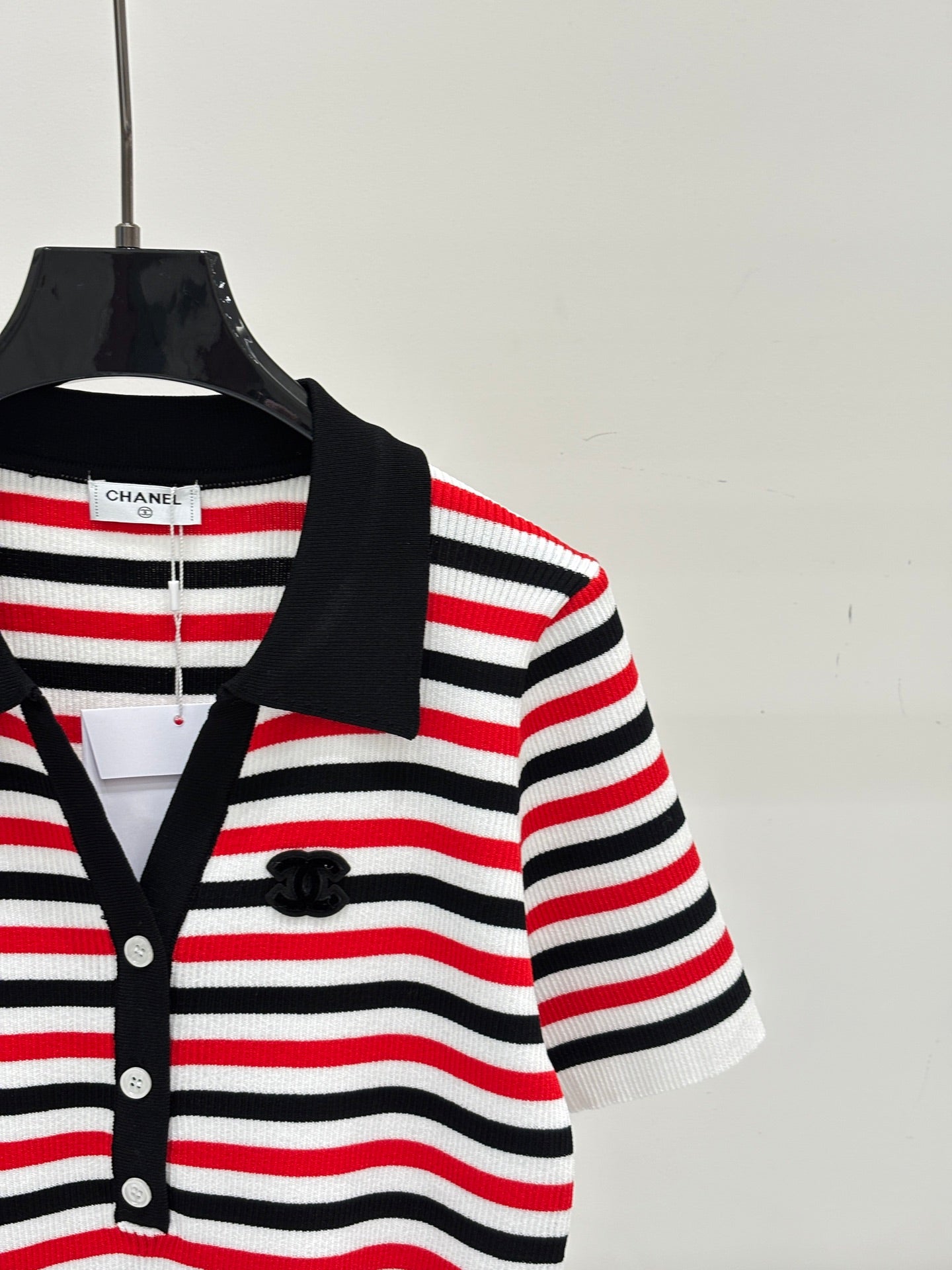 Chanel 2026 Striped Polo Shirt Cotton 413807