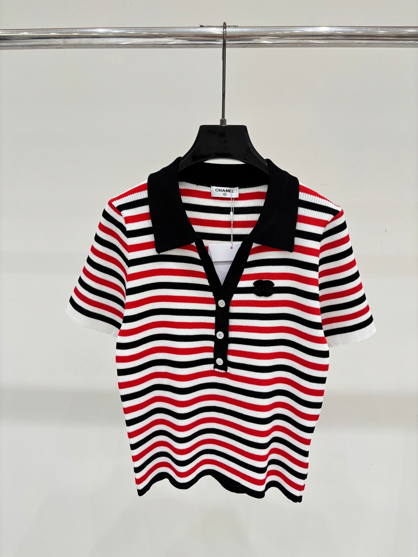 Chanel 2026 Striped Polo Shirt Cotton 413807
