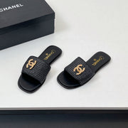 CC Slippers In Black Palm Fiber 149729