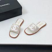 CC Slippers In White Palm Fiber 149736