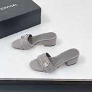 CC Mule Sandals In Grey Canvas Fabric 149438