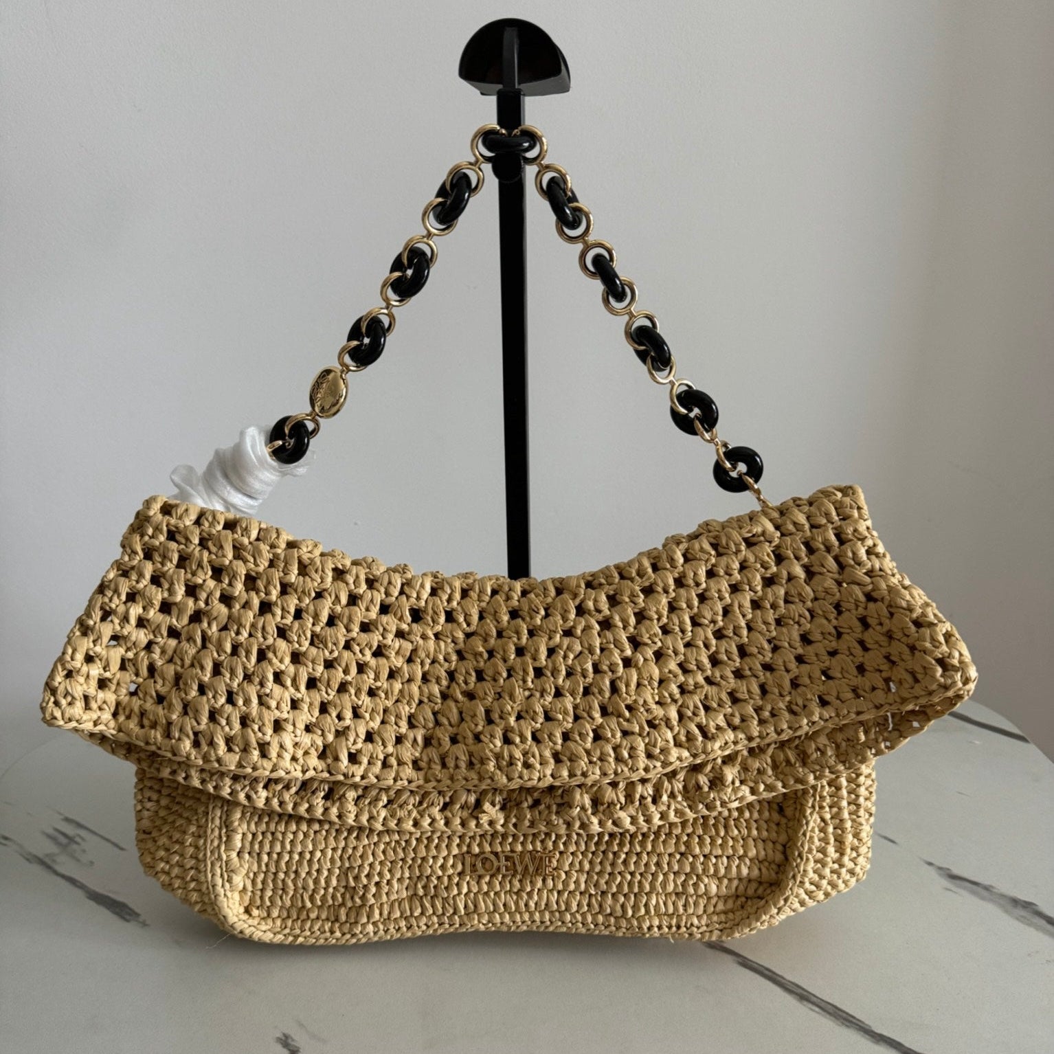 Loewe Ola Shoulder Bag 26 Beige Raffia 274681