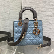 Lady Bag 20cm Celeste Blue Grey Lambskin