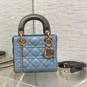 Lady Bag 17cm Celeste Blue Grey Lambskin