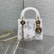 Lady Bag 17cm White Crocodile Leather Light Gold Hardware