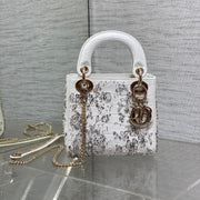 Lady Bag 17cm White Crocodile Leather