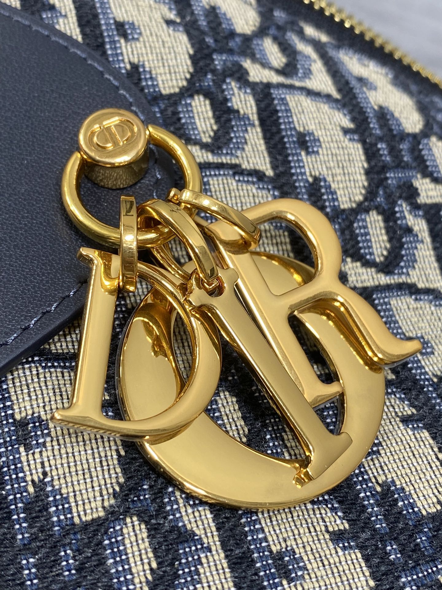 Dior 2025 Voyage Bag 34cm Navy Blue mix Beige Canvas Leather 270576