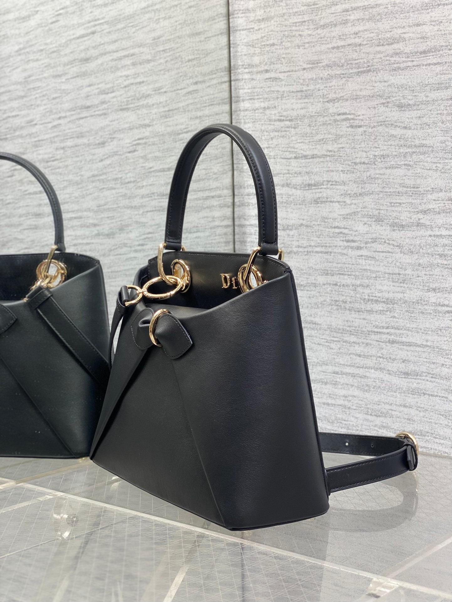 Dior 2025 Bow Bag 28cm Black Leather 272519