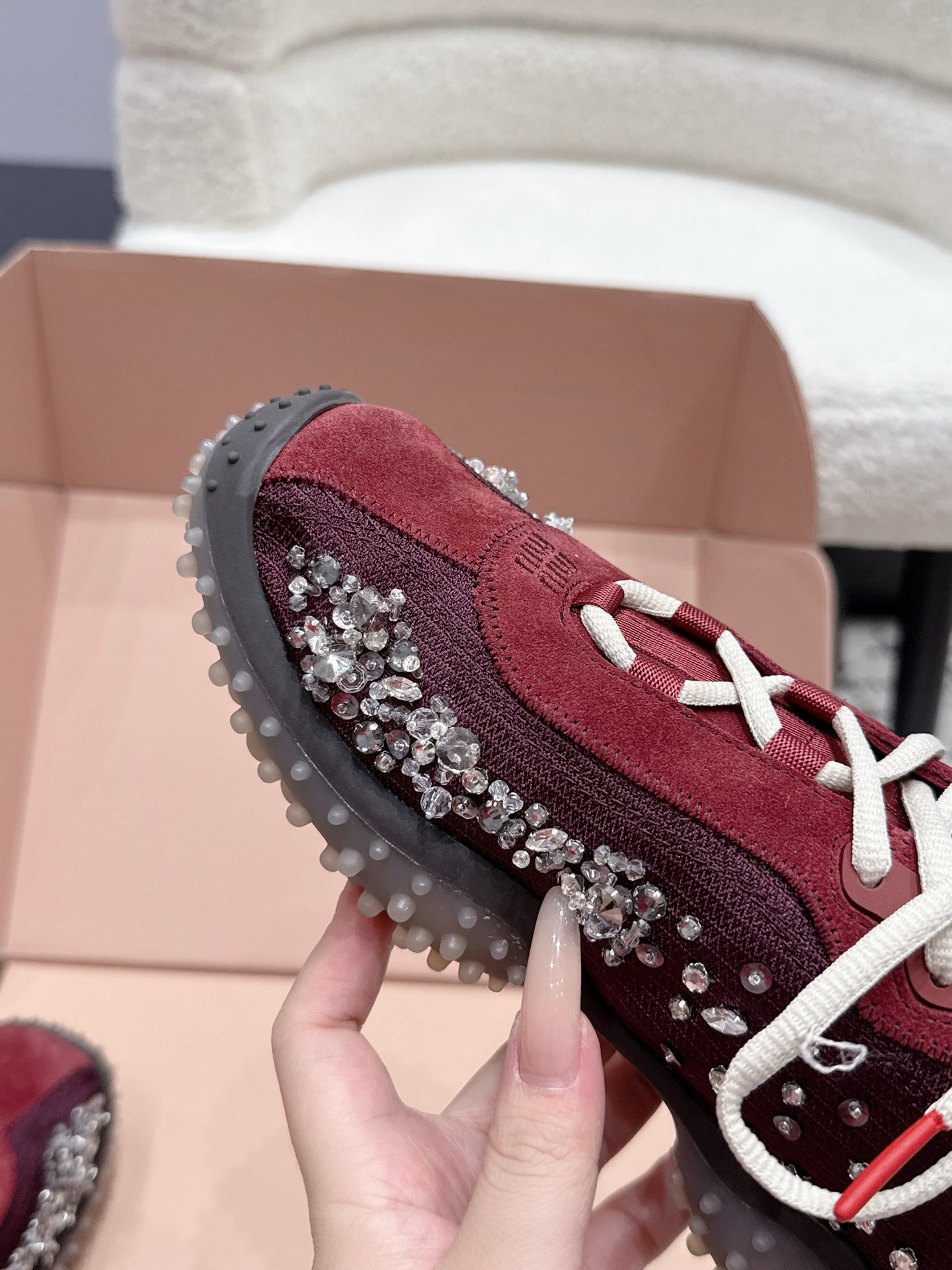 Miumiu 2026 Bubble Embroidered Sneaker Technical Fabric And Suede 955021