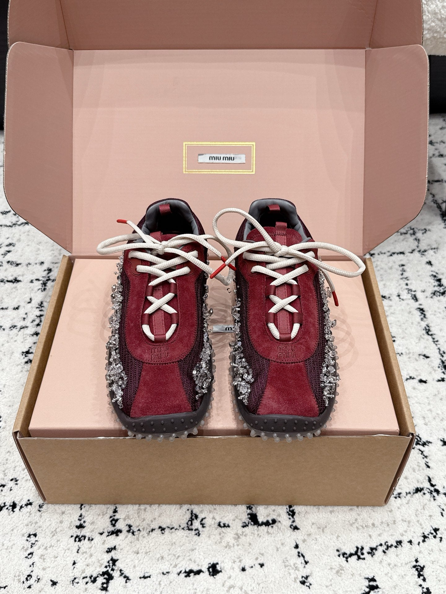 Miumiu 2026 Bubble Embroidered Sneaker Technical Fabric And Suede 955021