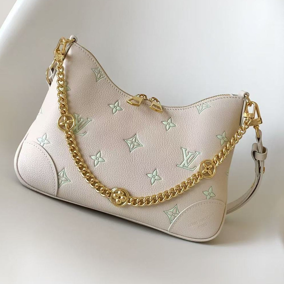 LV 2026 Boulogne PM Bag 29cm Cream Green Monogram Empreinte Leather 281403