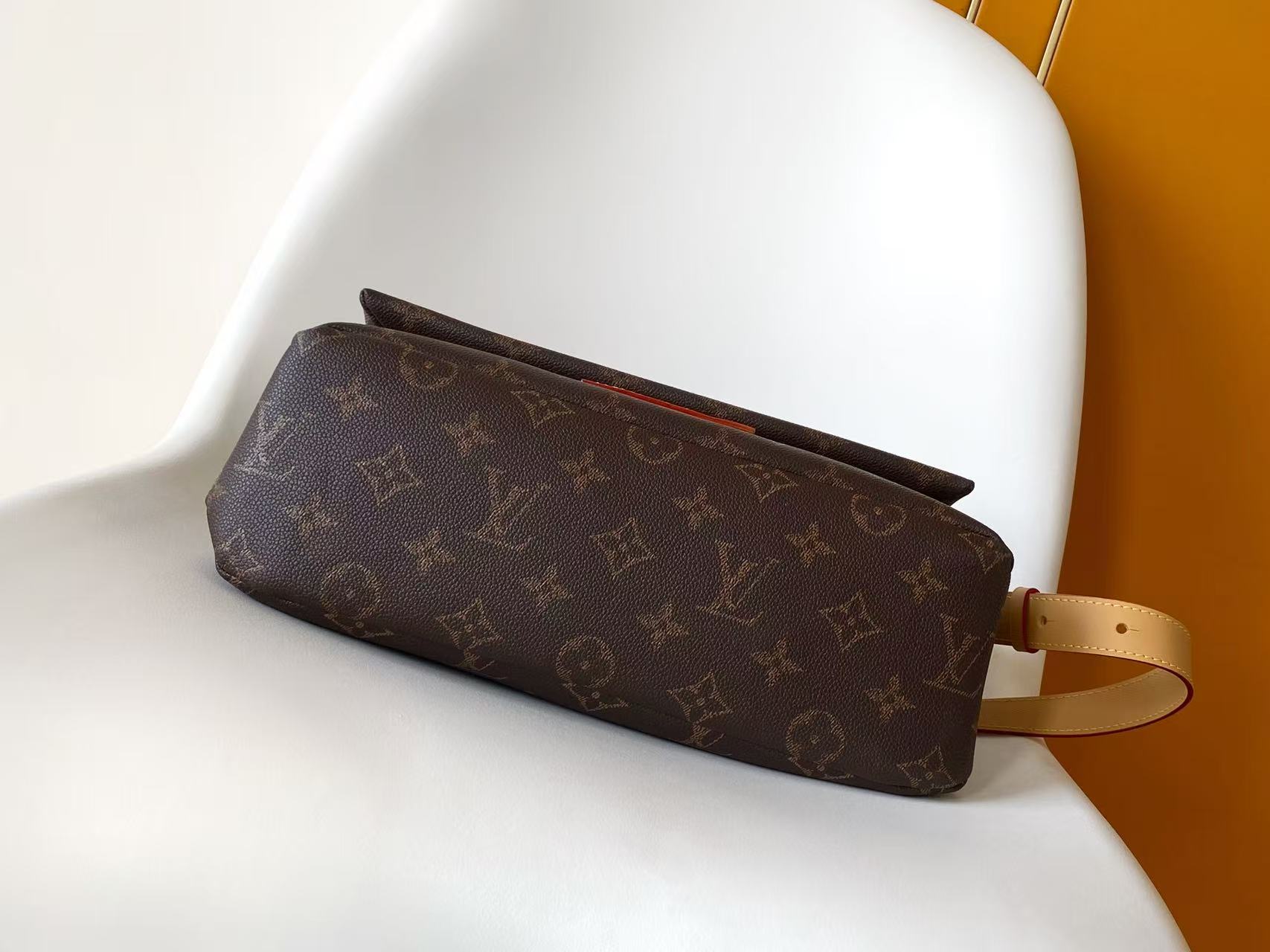LV 2026 Take Out Messenger Bag 32cm Brown Beige Monogram Coated Canvas